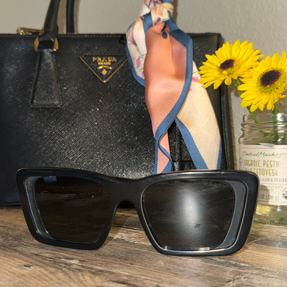 Prada Black Oversized Rectangular Sunglasses - image 1